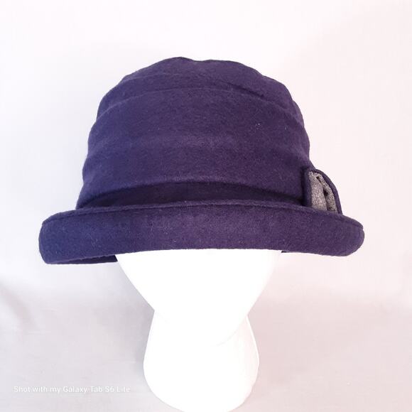 Siggi Womens Cloche Hat Grape Jelly Purple Wool Blend Gathered Bow Faux Pearl - Picture 2 of 7